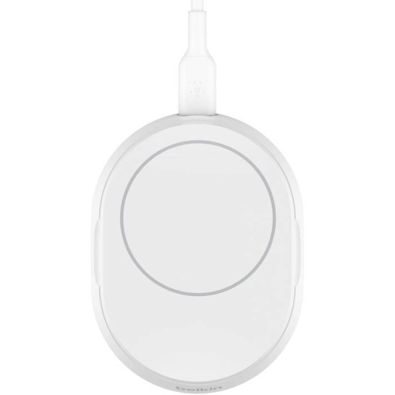 Бездротовий зарядний пристрій Belkin 15Вт Magnetic Stand Qi2 White, адаптер USB-C 20Вт (WIA008VFWH)