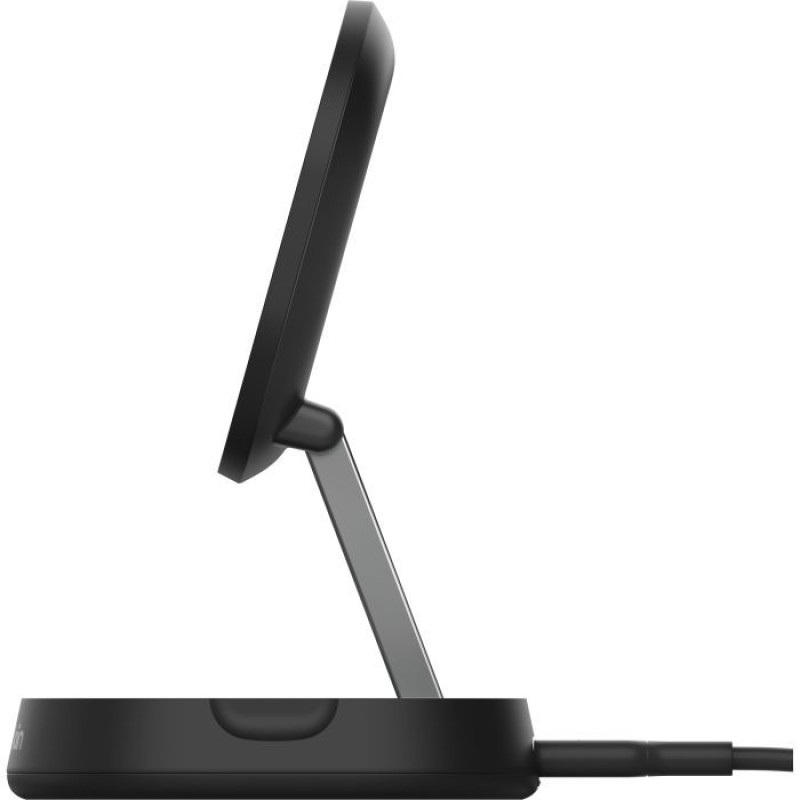 Бездротовий зарядний пристрій Belkin 15Вт Magnetic Stand Qi2 Black, адаптер USB-C 20Вт (WIA008VFBK)