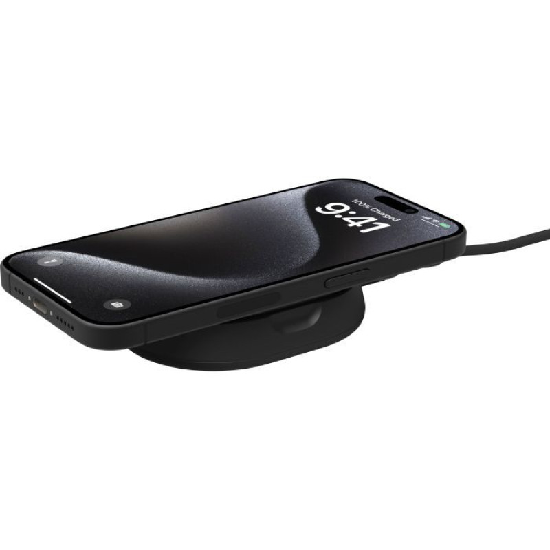 Бездротовий зарядний пристрій Belkin 15Вт Magnetic Stand Qi2 Black, адаптер USB-C 20Вт (WIA008VFBK)