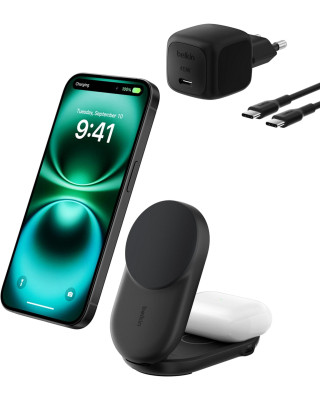 Бездротовий зарядний пристрій Belkin UltraCharge Pro 2в1 25Вт Black (WIZ039KQBK)