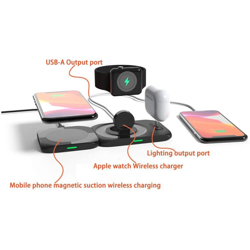 Зарядний пристрій Extradigital 4-in-1 Wireless charging for iPhone / iWatch / Airpods (W8) Black (CWE1533)