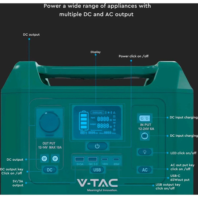 Зарядна станція V-TAC 300W 288Wh (VT-303N)