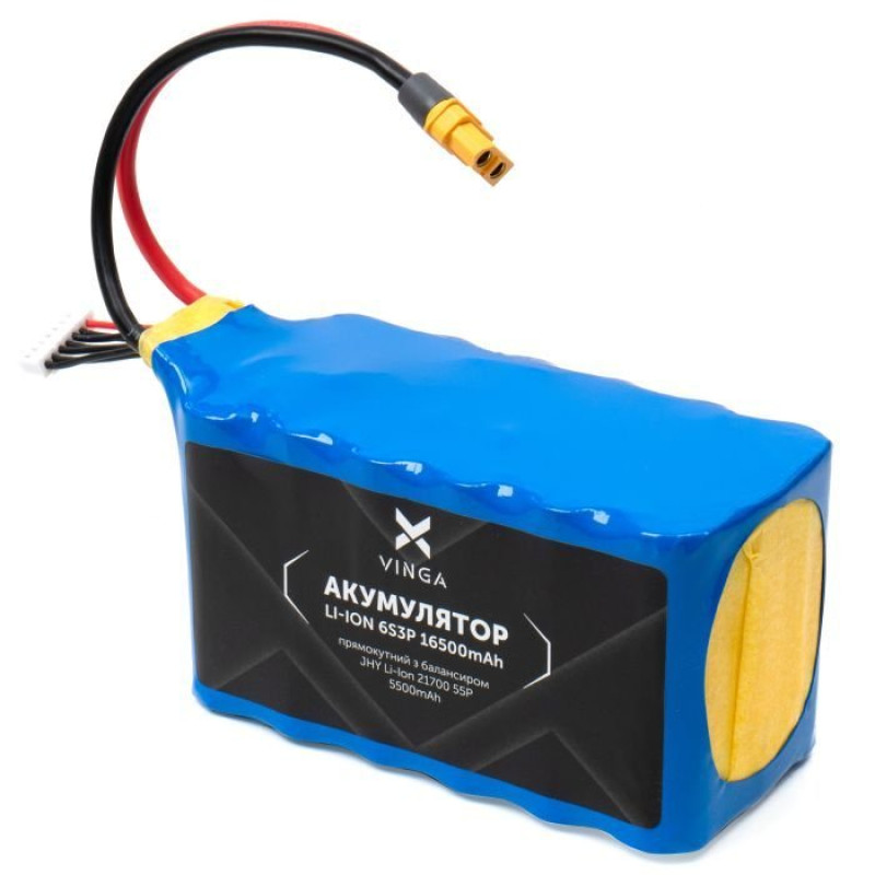 Акумуляторний блок Vinga Li-ion 6S3P 16500mAh з балансувальним кабелем (JHY Li-Ion 21700 5500mAh) (V6S3P-16500MAH)