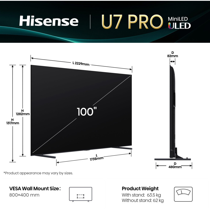 Телевізор HISENSE 100U7Q PRO