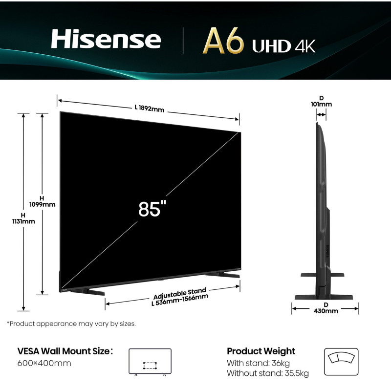 Телевізор HISENSE 85A6Q