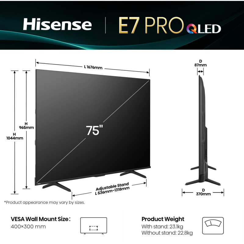 Телевізор HISENSE 75E7Q PRO