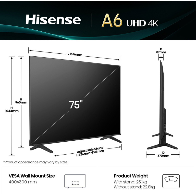 Телевізор HISENSE 75A6Q