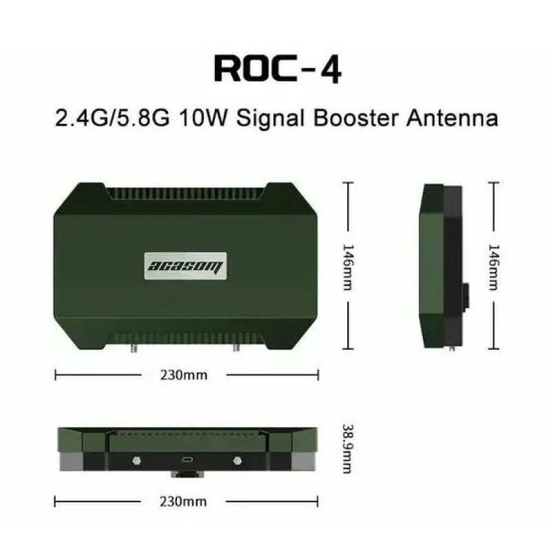 Підсилювач сигналу для дрона Acasom ROC-4 Green 2.4G/5.15/5.8G (10Вт) (ROC-4 Green)