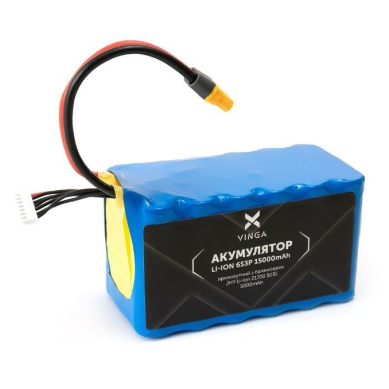 Акумулятор для дрона Vinga Li-ion 6S3P 15000mAh з балансиром (JHY Li-Ion 21700 5000mAh) (V6S3P-5000)