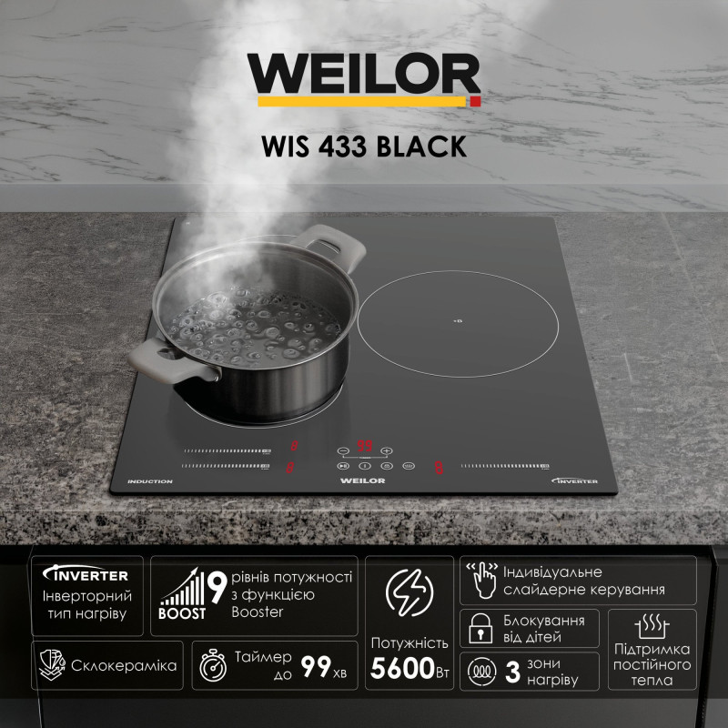 Варильна поверхня WEILOR WIS 433 BLACK