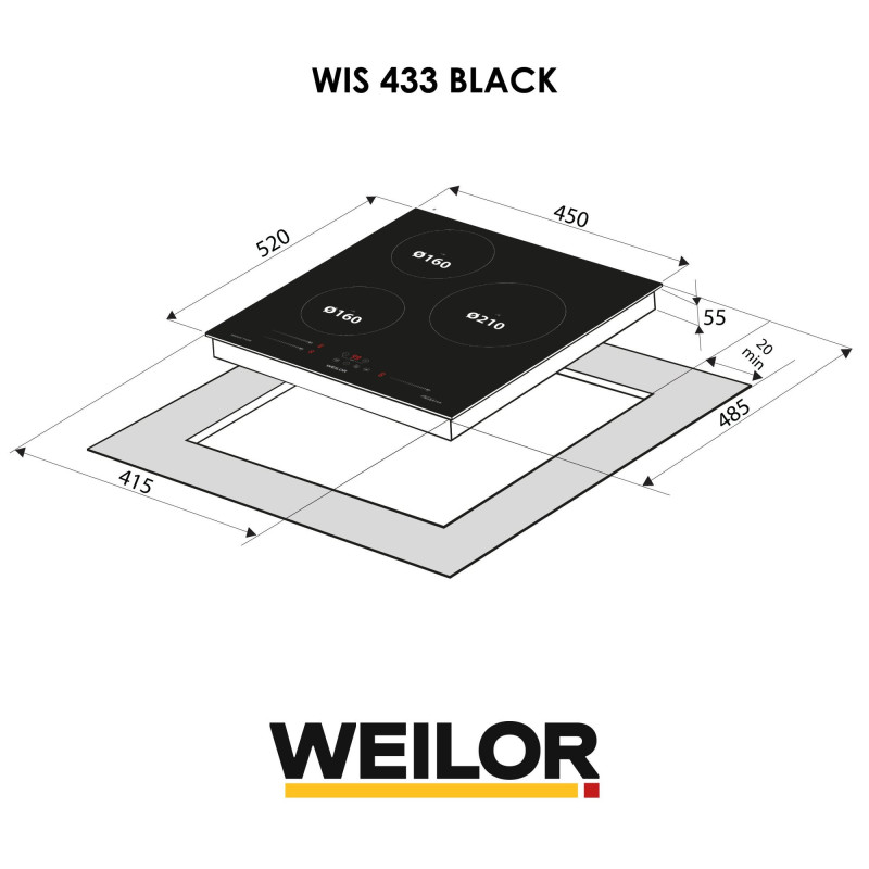 Варильна поверхня WEILOR WIS 433 BLACK