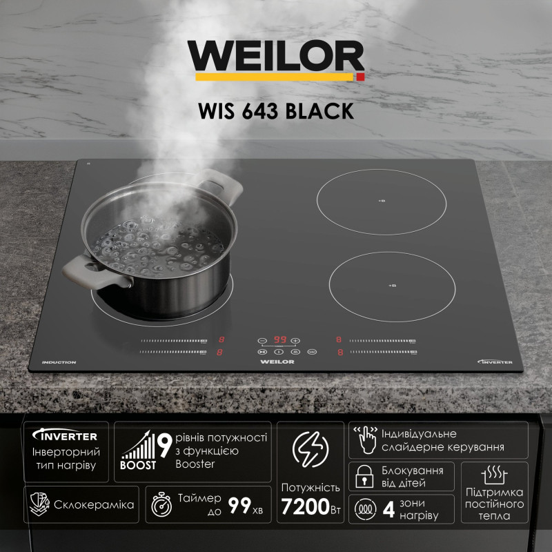 Варильна поверхня WEILOR WIS 643 BLACK