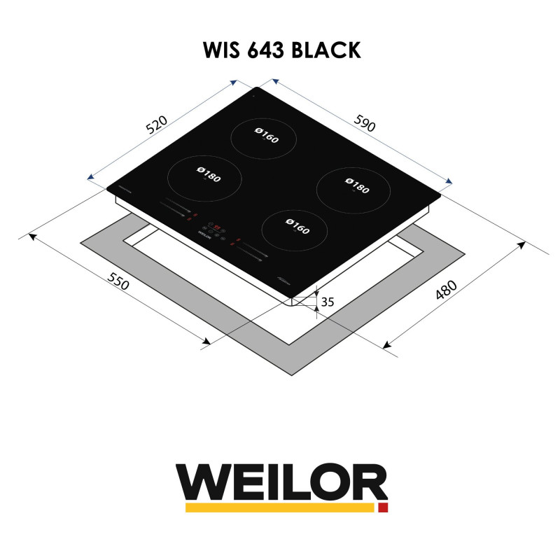 Варильна поверхня WEILOR WIS 643 BLACK