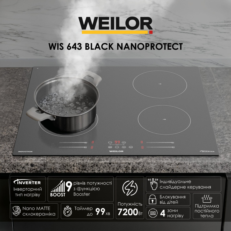 Варильна поверхня WEILOR WIS 643 BLACK NanoProtect
