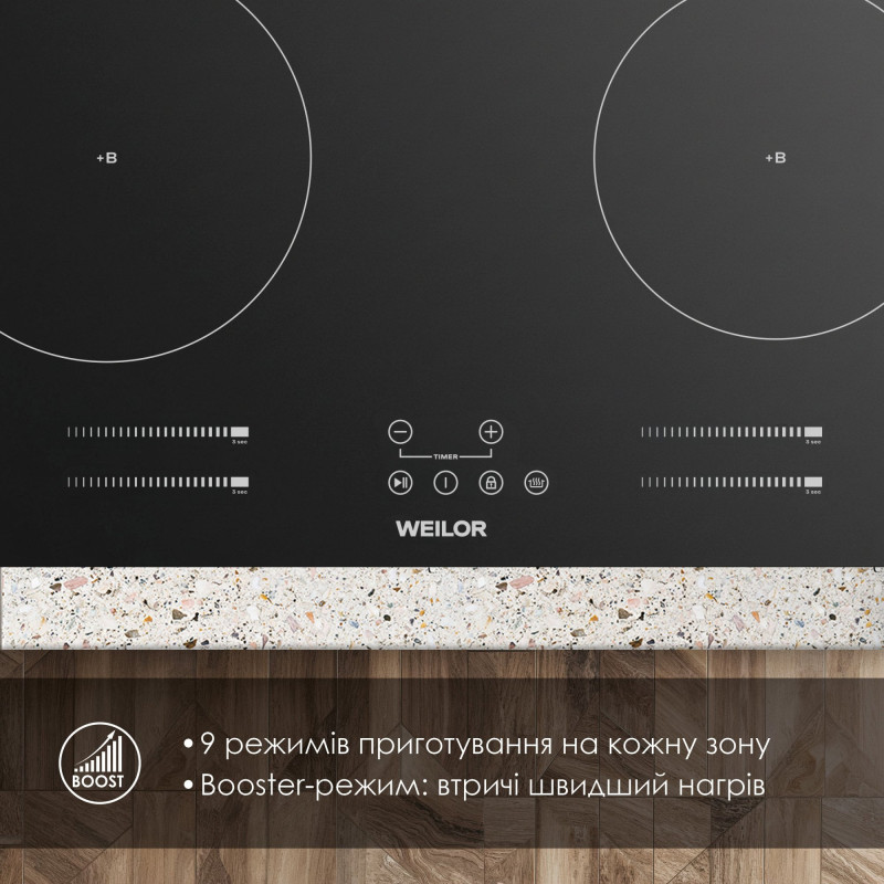 Варильна поверхня WEILOR WIS 643 BLACK NanoProtect