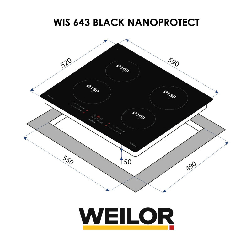 Варильна поверхня WEILOR WIS 643 BLACK NanoProtect