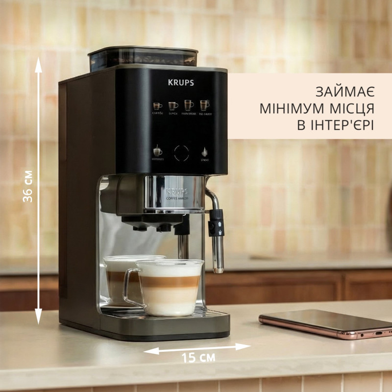 Кавомашина KRUPS SLIM Coffee Crush Experience SA403BE0 milk
