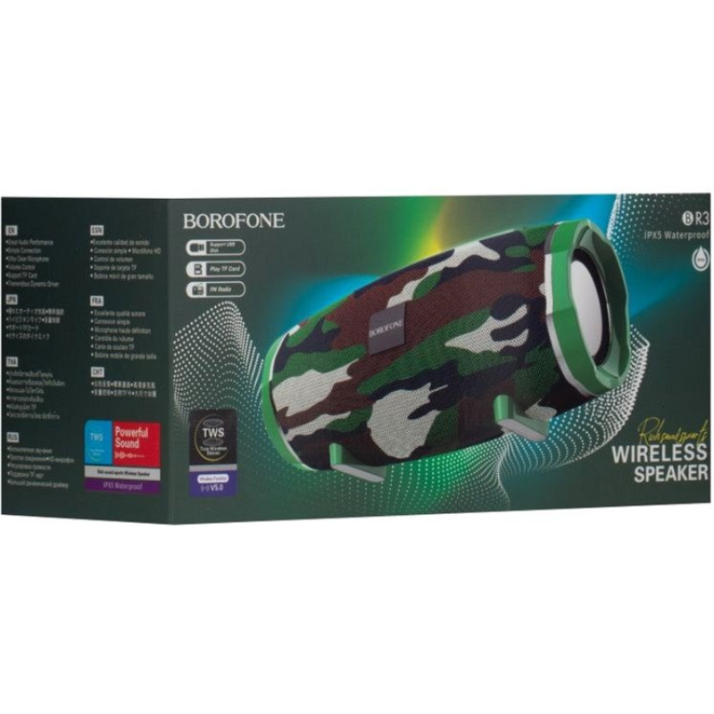 Портативна акустика Borofone BR3 Rich sound Wireless speaker Camouflage green
